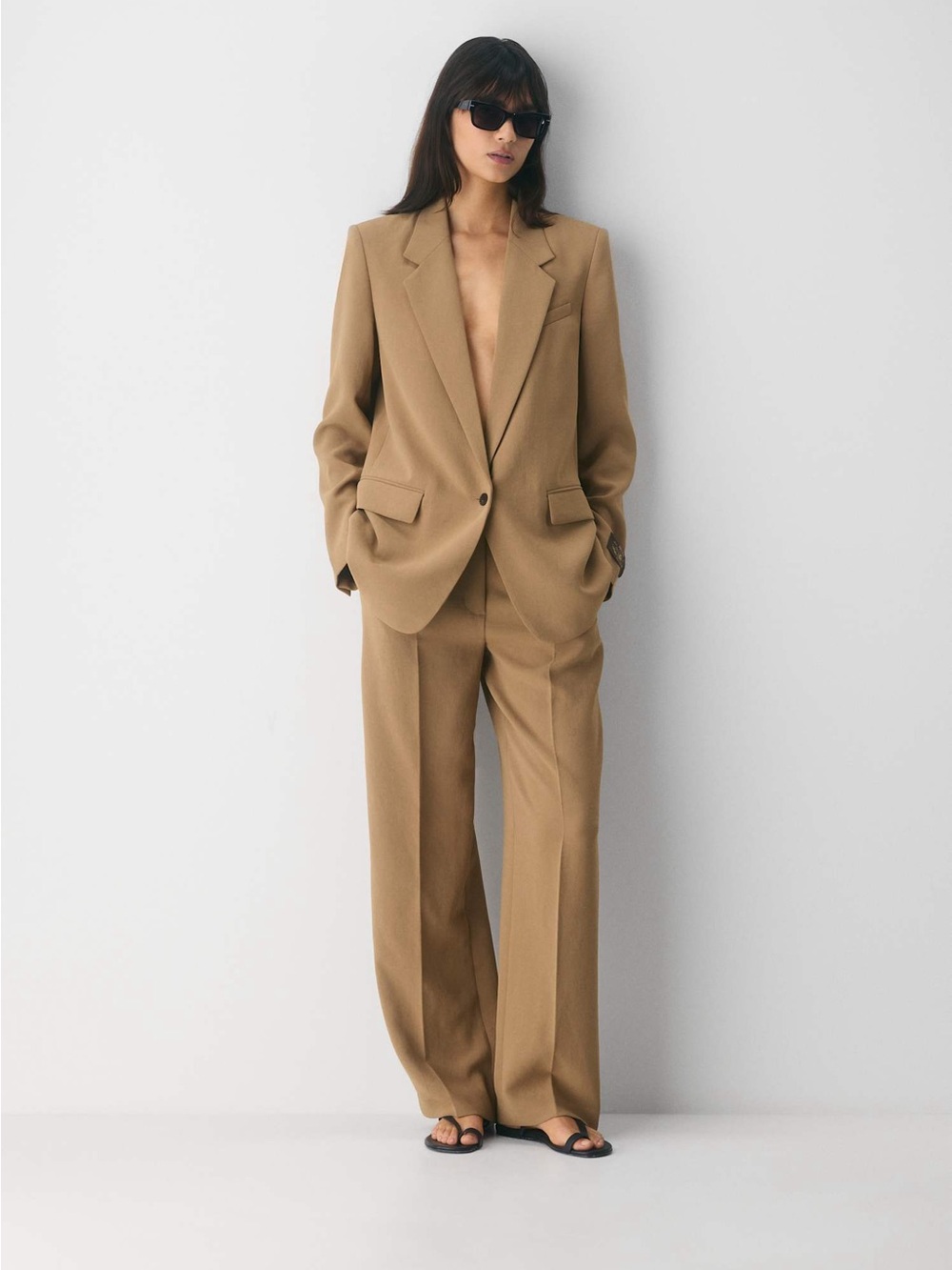 Wilfred The Effortless Pant Desert Sand Wide Leg Trouser Size 0